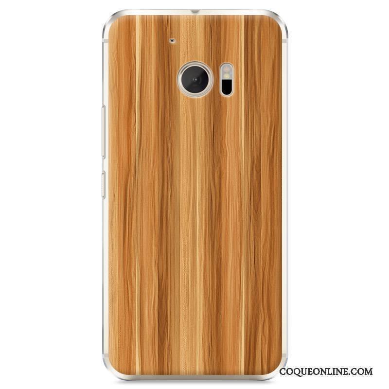 Htc 10 Coque De Téléphone Étui Protection Grain De Bois Difficile Marron Téléphone Portable