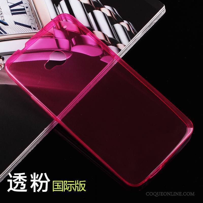 Htc One M7 Très Mince Téléphone Portable Étui Coque De Téléphone Rose Silicone Transparent
