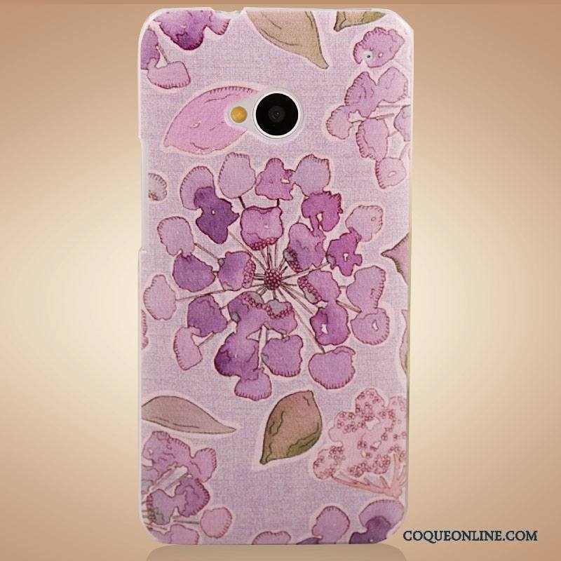 Htc One M7 Violet Protection Accessoires Coque Fleur De Téléphone Étui