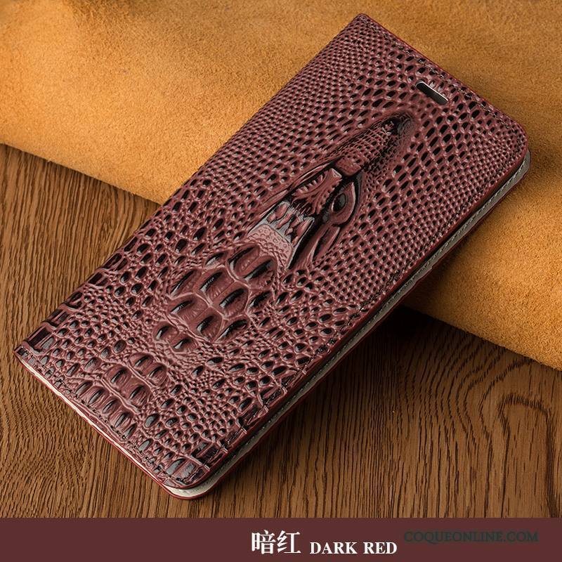 Htc One M8 Coque Cuir Véritable Personnalité Rouge Protection Téléphone Portable Crocodile Modèle Luxe