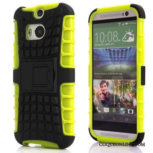 Htc One M8 Coque Incassable Protection Antidérapant Étui Personnalité Trois Défenses Jaune