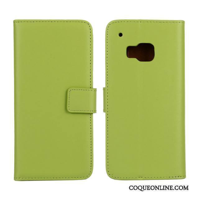 Htc One M9 Cuir Véritable Vert Téléphone Portable Protection Coque De Téléphone Étui Carte