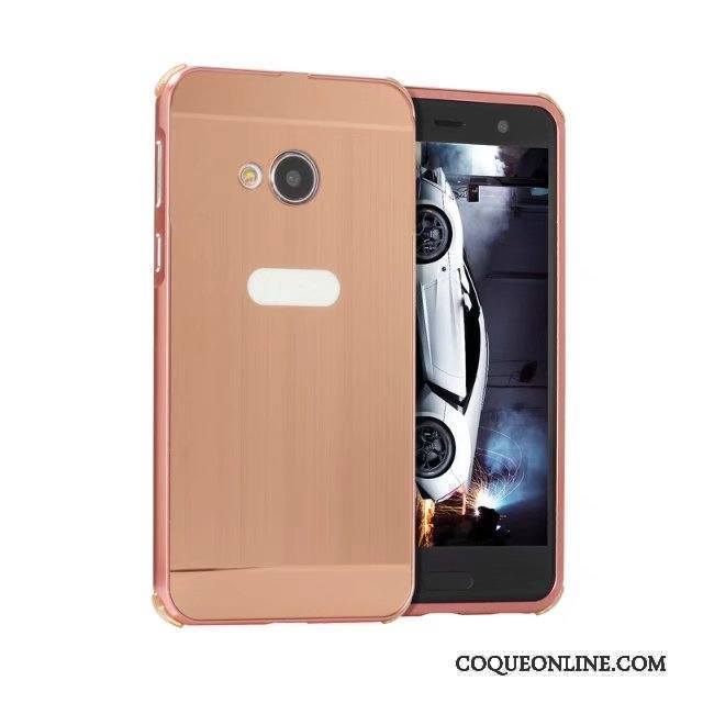 Htc U Play Coque Étui Or Rose Tendance Incassable Border Métal Protection