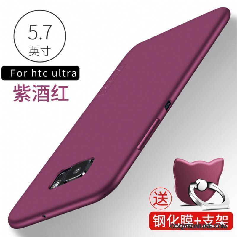 Htc U Ultra Coque De Téléphone Silicone Rouge Fluide Doux Violet Étui Délavé En Daim