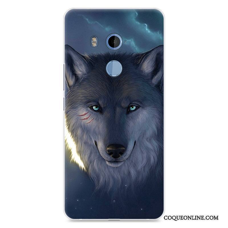 Htc U11+ Incassable Coque De Téléphone Bleu Peinture Silicone Dessin Animé Personnalité