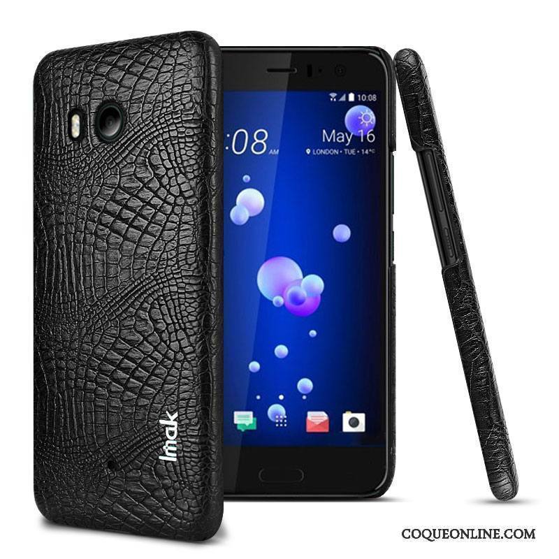 Htc U11+ Protection Crocodile Modèle Incassable Coque De Téléphone Créatif Étui Noir