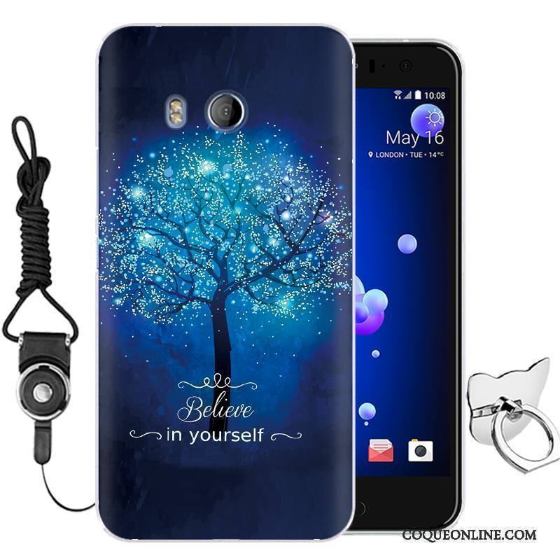 Htc U11 Téléphone Portable Silicone Fluide Doux Coque De Téléphone Étui Tout Compris Bleu