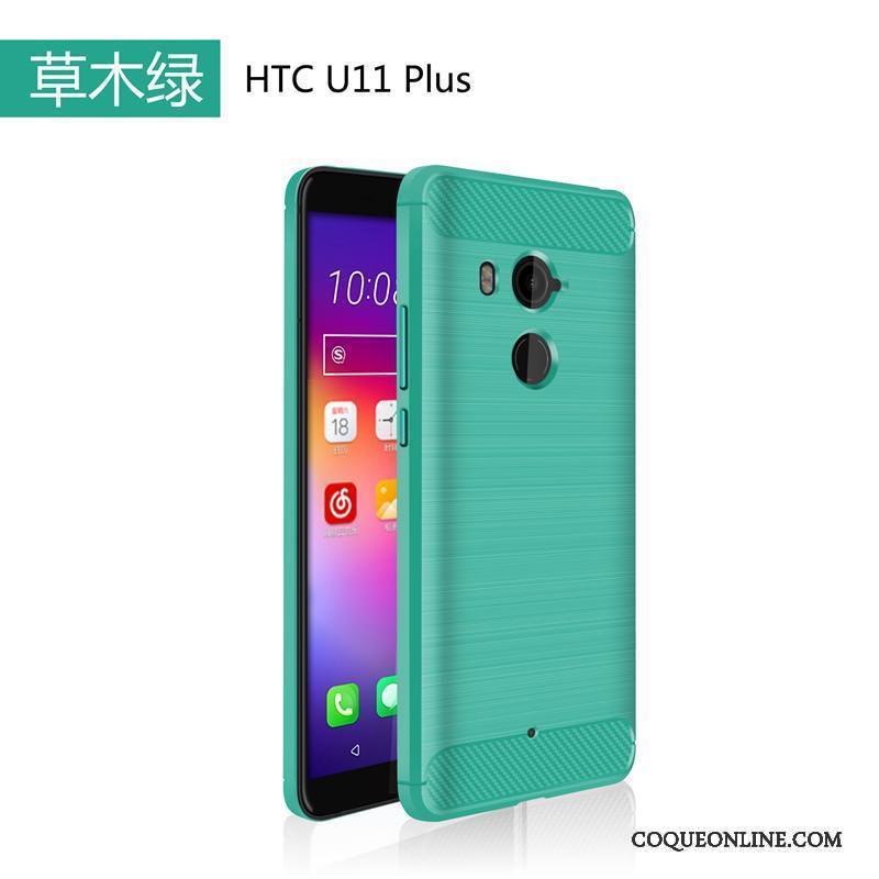 Htc U11+ Téléphone Portable Vert Étui Silicone Coque De Téléphone Incassable Fluide Doux