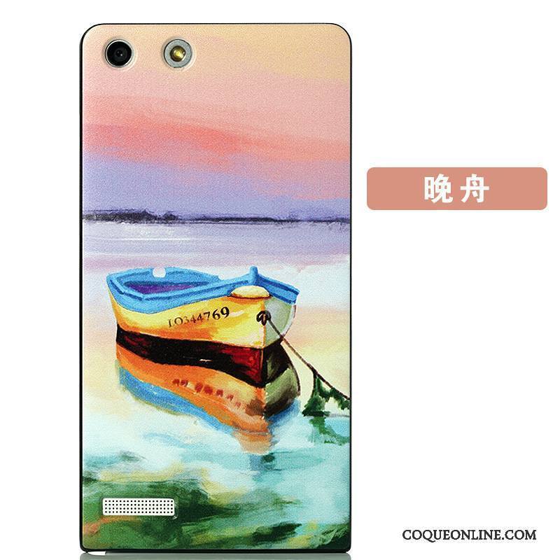 Huawei Ascend G6 Délavé En Daim Dessin Animé Coque De Téléphone Protection Peinture Étui Couvercle Arrière