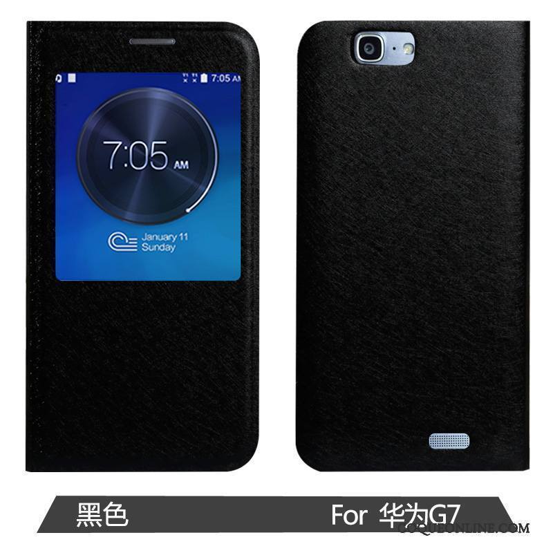 Huawei Ascend G7 Coque De Téléphone Noir Téléphone Portable Clamshell Étui Protection Très Mince