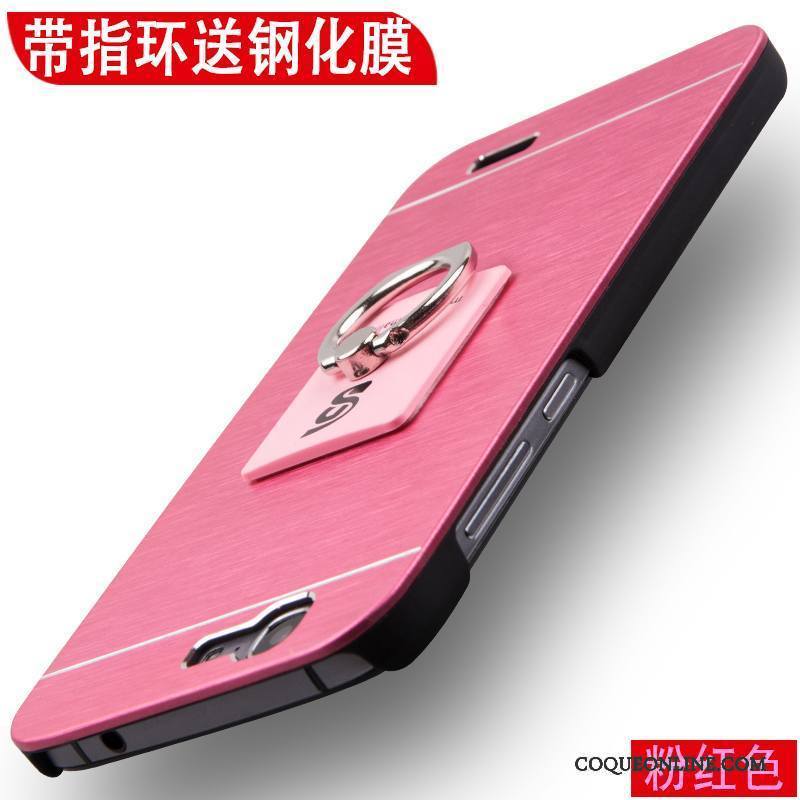 Huawei Ascend G7 Métal Étui Difficile Coque De Téléphone Incassable Délavé En Daim Rose