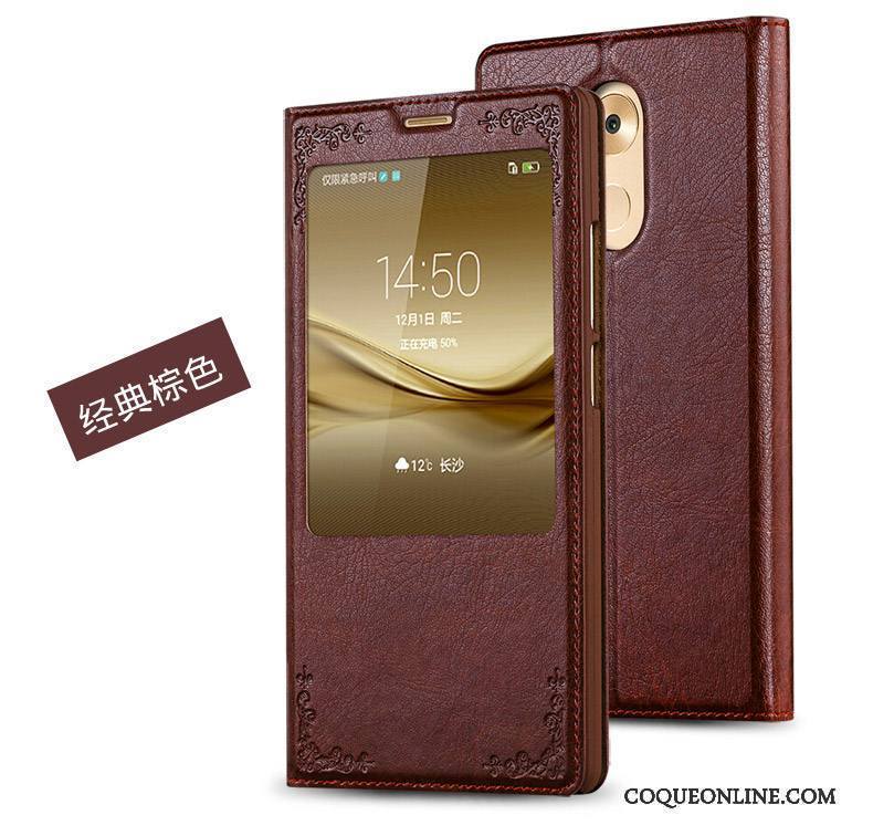 Huawei Ascend Mate 7 Clamshell Téléphone Portable Protection Cuir Véritable Coque De Téléphone Étui Tendance