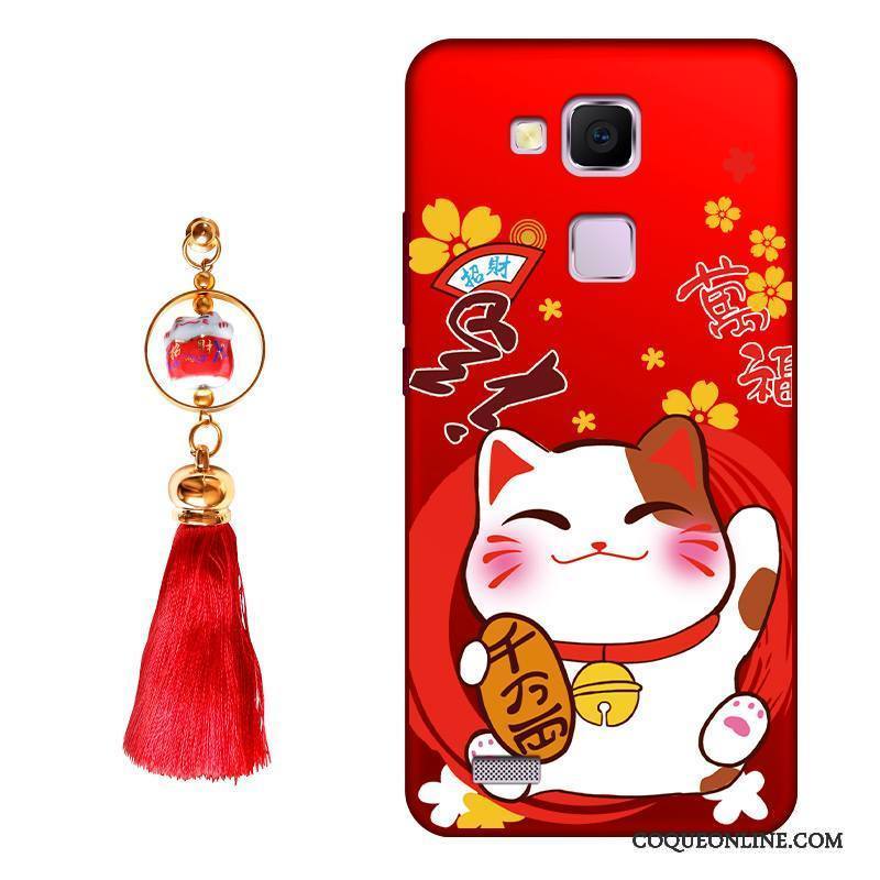 Huawei Ascend Mate 7 Coque Nouveau Silicone Étui Protection Rouge Richesse Chat