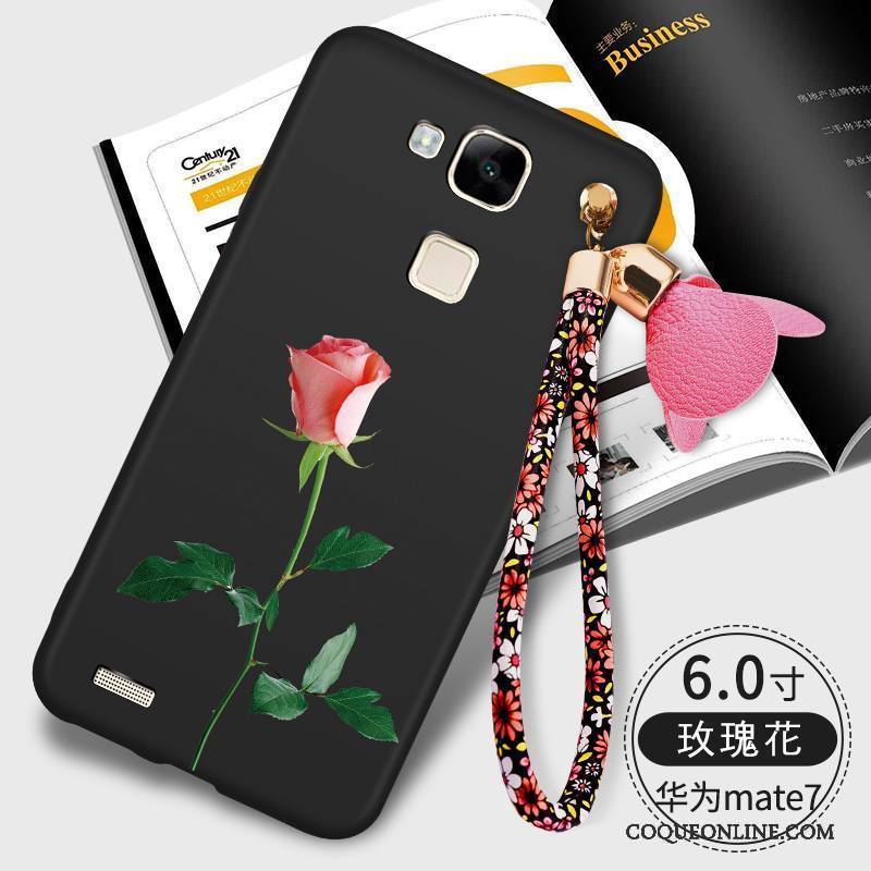 Huawei Ascend Mate 7 Coque Étui Fluide Doux Tout Compris Noir Créatif Silicone Délavé En Daim