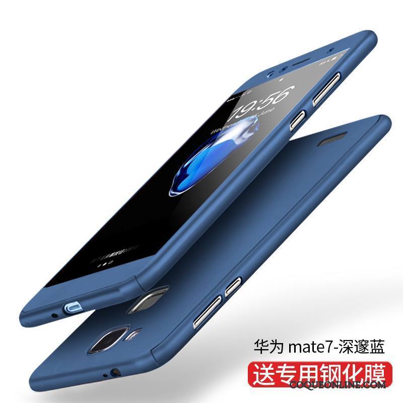 Huawei Ascend Mate 7 Incassable Téléphone Portable Très Mince Coque De Téléphone Délavé En Daim Bleu Protection