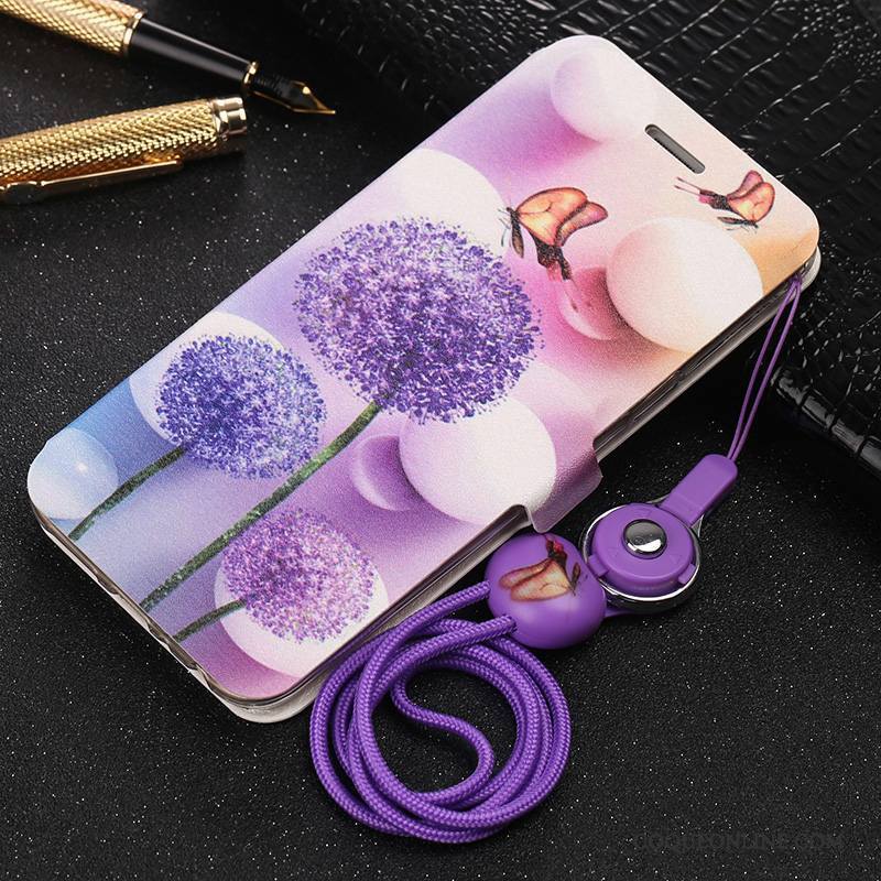 Huawei Ascend Mate 7 Ornements Suspendus Étui En Cuir Incassable Violet Clamshell Silicone Coque De Téléphone