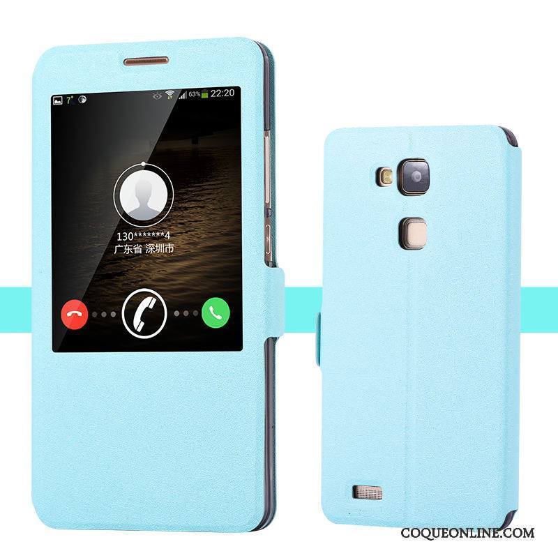 Huawei Ascend Mate 7 Protection Coque De Téléphone Bleu Clair Tendance Clamshell Étui Téléphone Portable