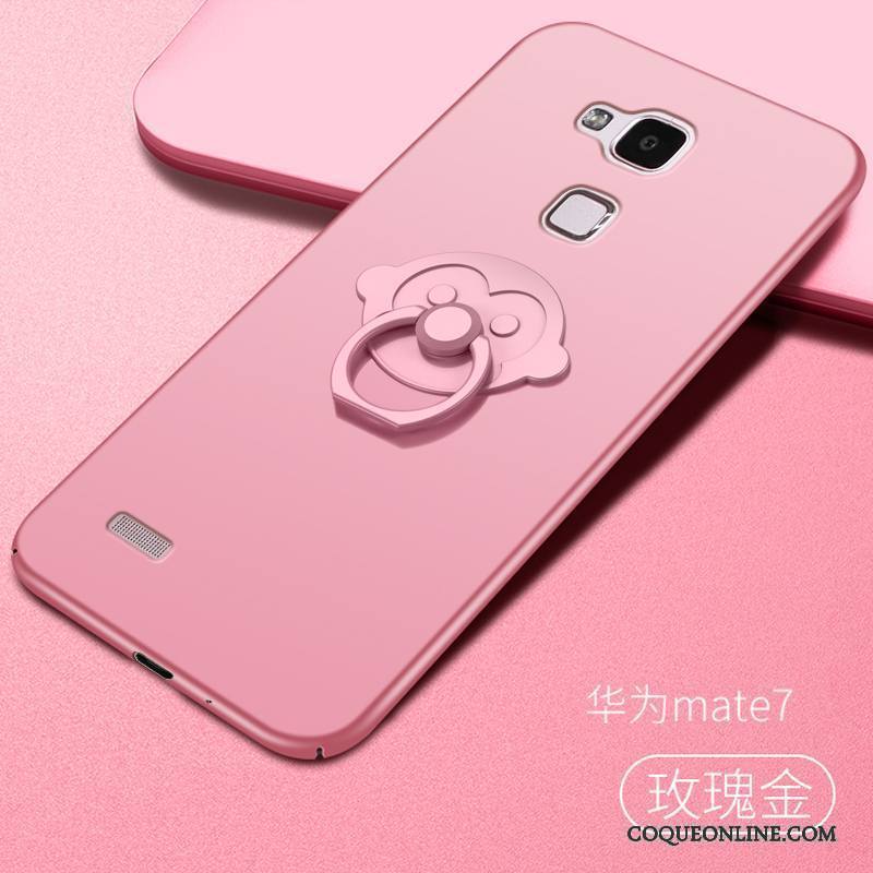 Huawei Ascend Mate 7 Protection Rose Tendance Coque Délavé En Daim Étui Difficile