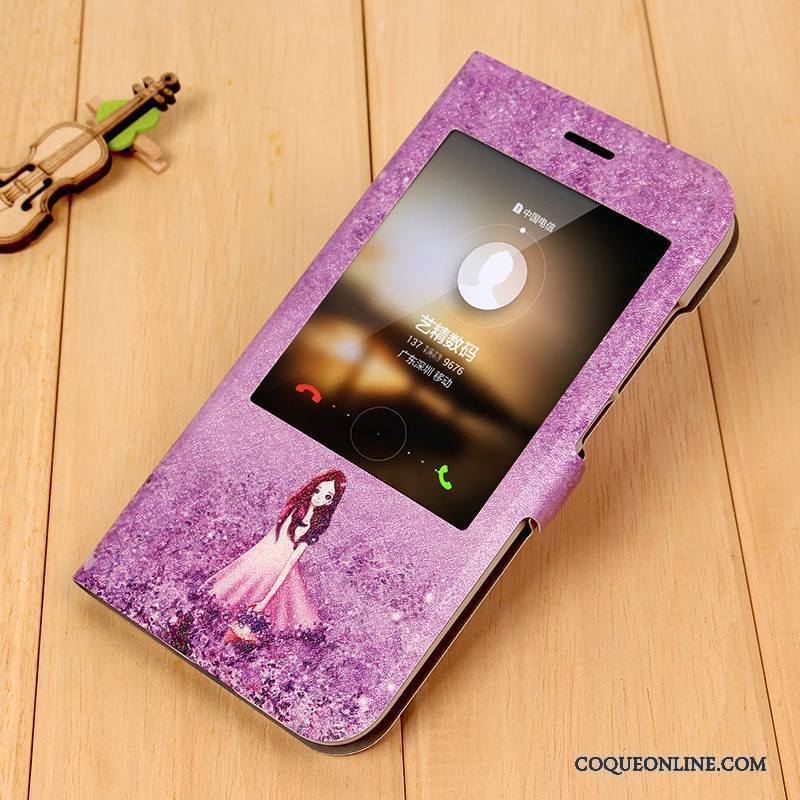 Huawei G7 Plus Charmant Créatif Coque De Téléphone Protection Violet Étui En Cuir Peinture