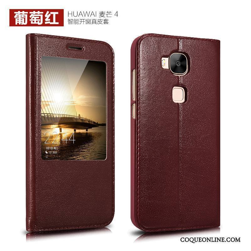 Huawei G7 Plus Clamshell Étui Cuir Véritable Téléphone Portable Coque De Téléphone Protection Étui En Cuir