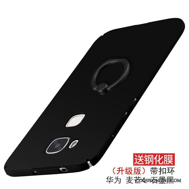 Huawei G7 Plus Coque De Téléphone Difficile Silicone Protection Délavé En Daim Noir Anneau