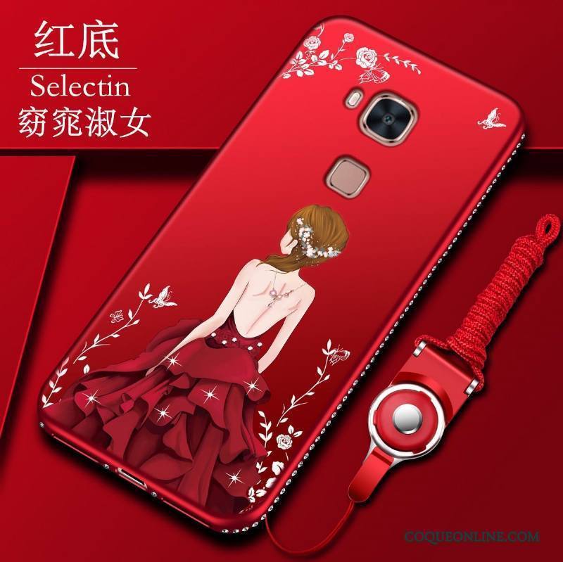 Huawei G7 Plus Coque De Téléphone Étui Délavé En Daim Rouge Silicone Protection Fluide Doux