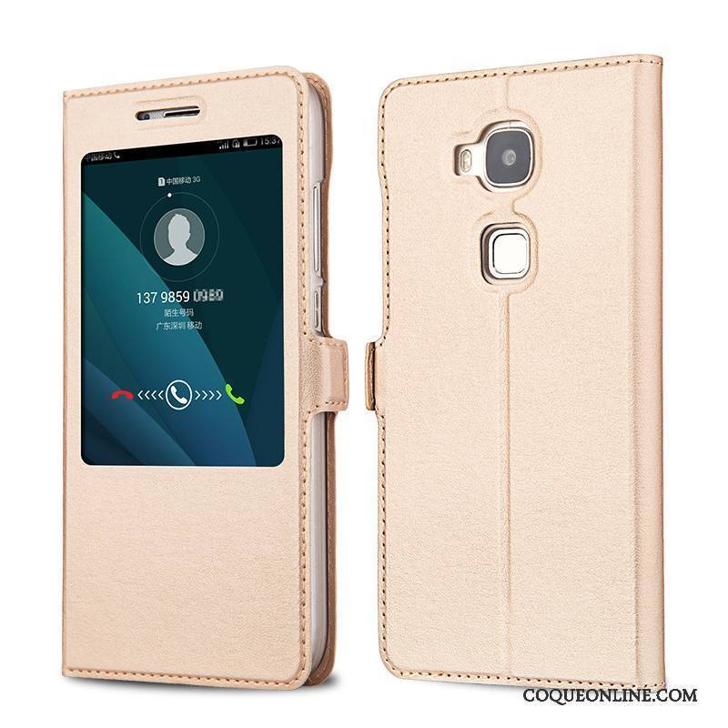 Huawei G7 Plus Coque Mesh Étui Or Téléphone Portable Protection Étui En Cuir Housse