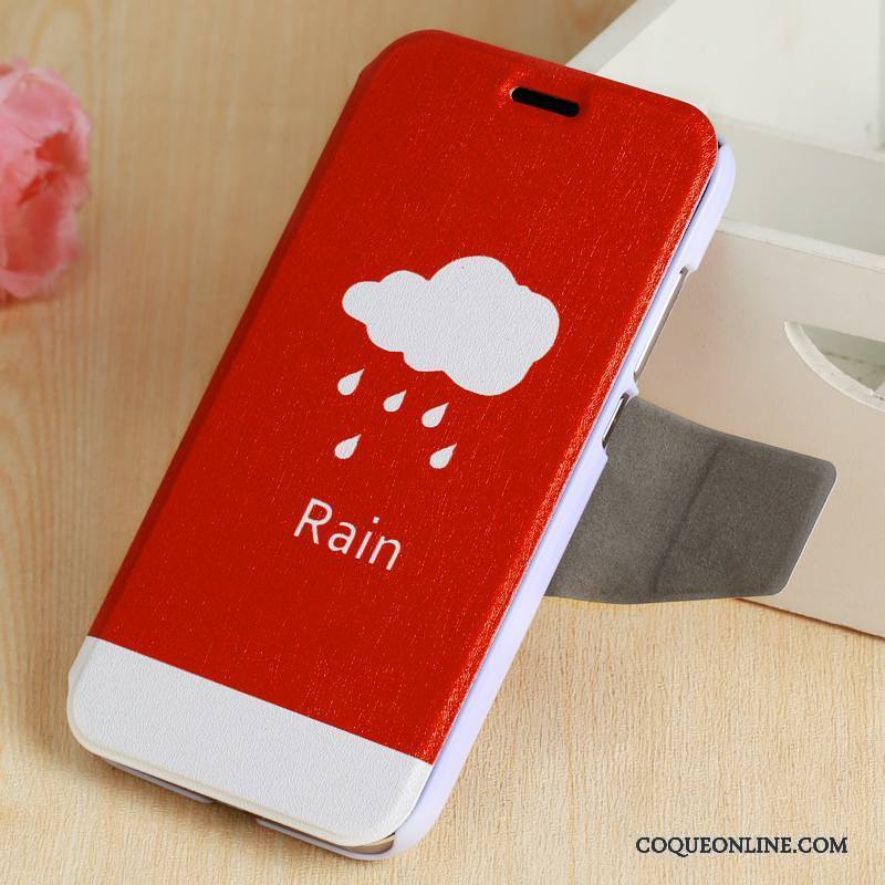 Huawei G7 Plus Coque Protection Étui En Cuir Clamshell Téléphone Portable Housse Rouge