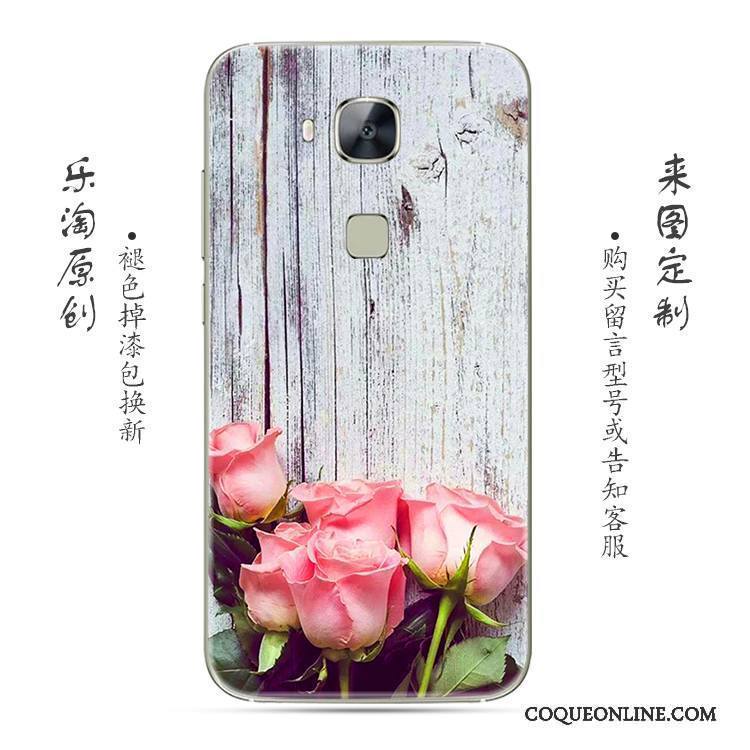 Huawei G7 Plus Fleur Coque De Téléphone Gris Créatif Rose Transparent Silicone