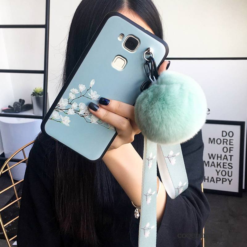 Huawei G7 Plus Silicone Coque De Téléphone Tendance Incassable Bleu Clair Gaufrage Tout Compris
