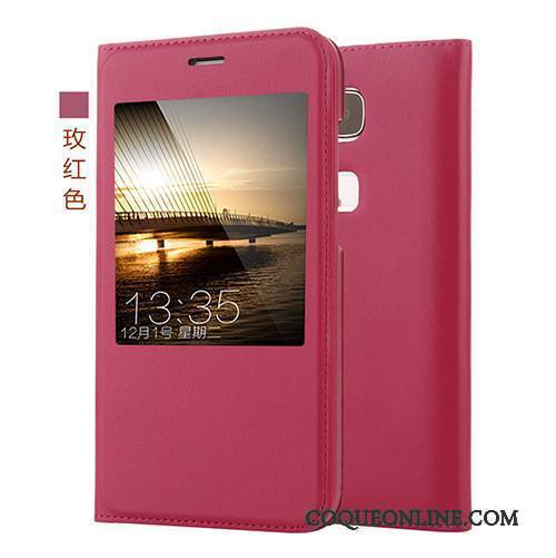 Huawei G7 Plus Étui En Cuir Windows Coque De Téléphone Téléphone Portable Rouge