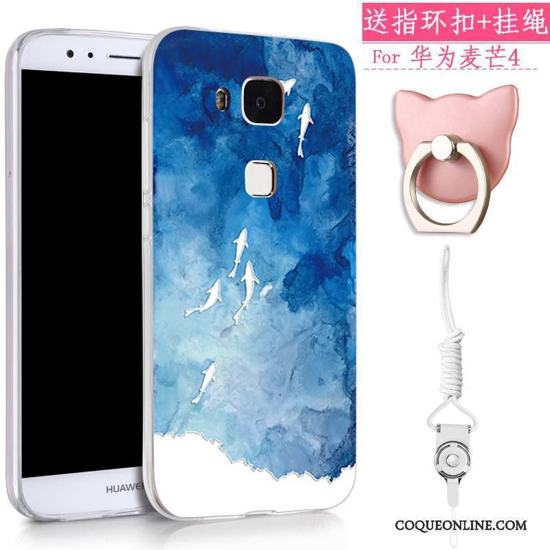Huawei G7 Plus Étui Fluide Doux Coque De Téléphone Bleu Silicone Tout Compris Tendance