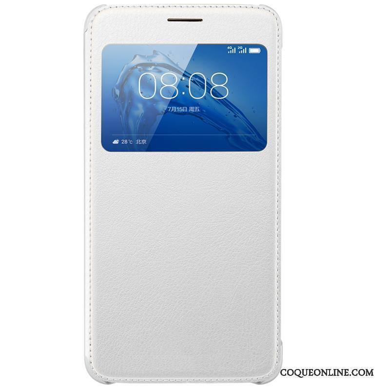 Huawei G9 Plus Coque De Téléphone Housse Étui En Cuir Dormance Blanc Protection Incassable