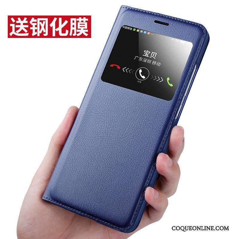 Huawei G9 Plus Coque Tout Compris Bleu Clamshell Protection Étui Incassable Étui En Cuir