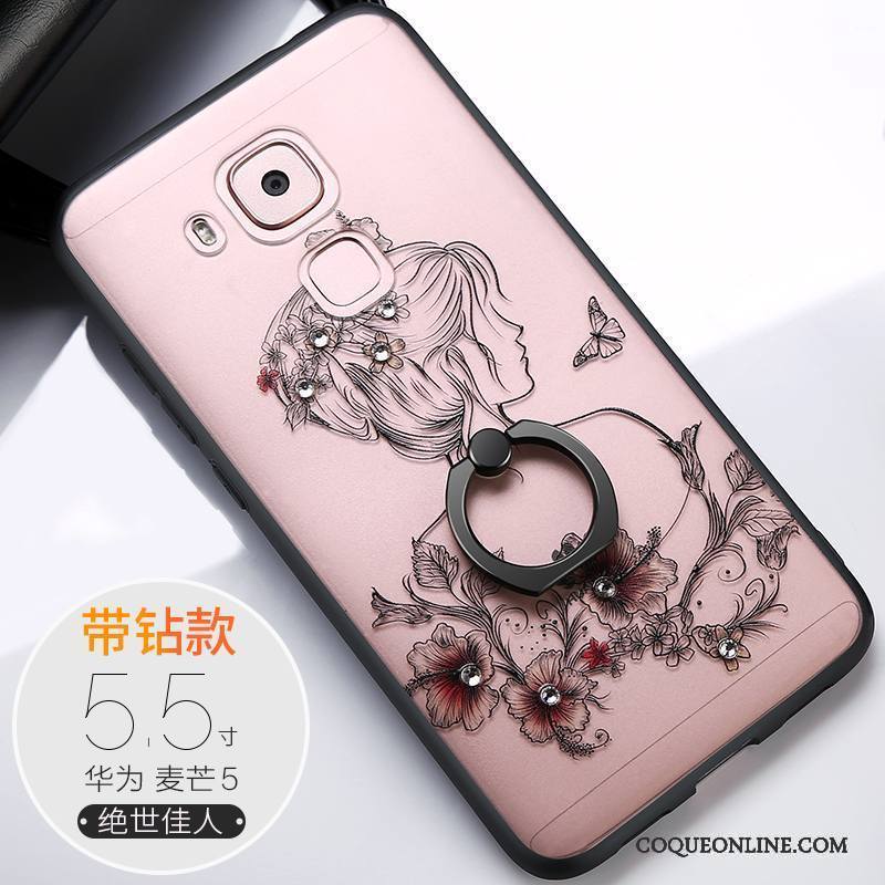 Huawei G9 Plus Coque Tout Compris Silicone Personnalité Étui Ornements Suspendus Rose Incassable