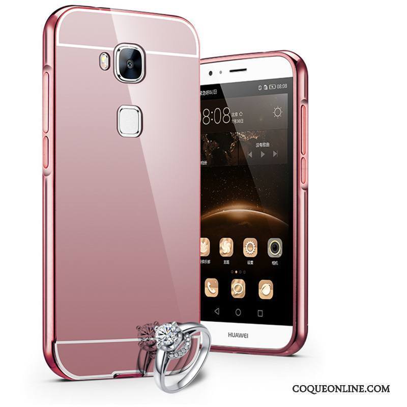 Huawei G9 Plus Coque Étui Difficile Protection Métal Border Tendance Rose