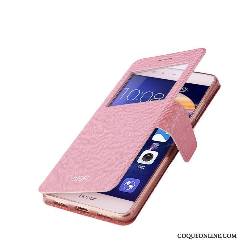 Huawei G9 Plus Rouge Clamshell Étui En Cuir Protection Rose Coque De Téléphone Incassable