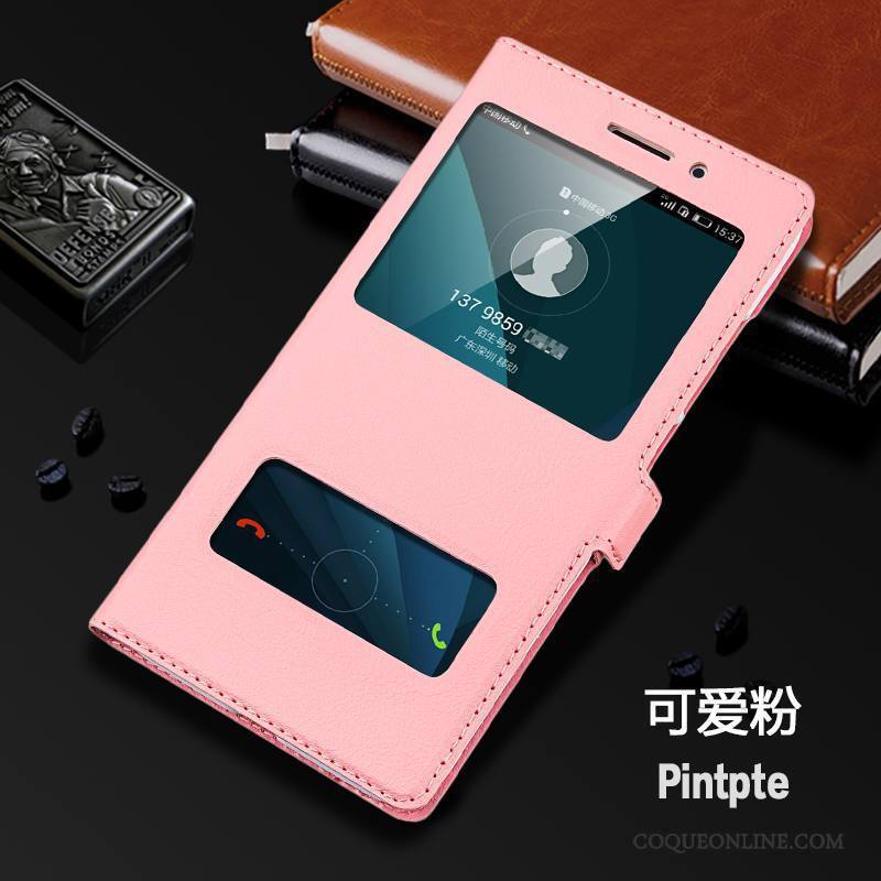 Huawei G9 Plus Téléphone Portable Clamshell Étui Protection Coque Rose Étui En Cuir