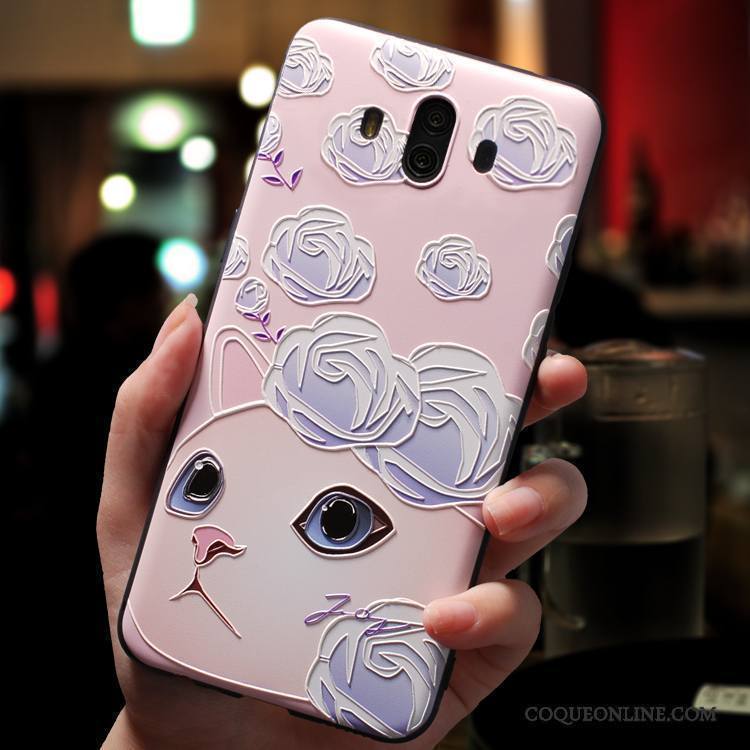 Huawei Mate 10 Coque Charmant Dessin Animé Incassable Fluide Doux Étui Violet Silicone