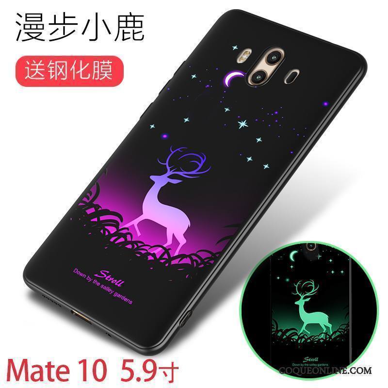 Huawei Mate 10 Coque Créatif Violet Silicone Lumineuses Incassable Personnalité Étui