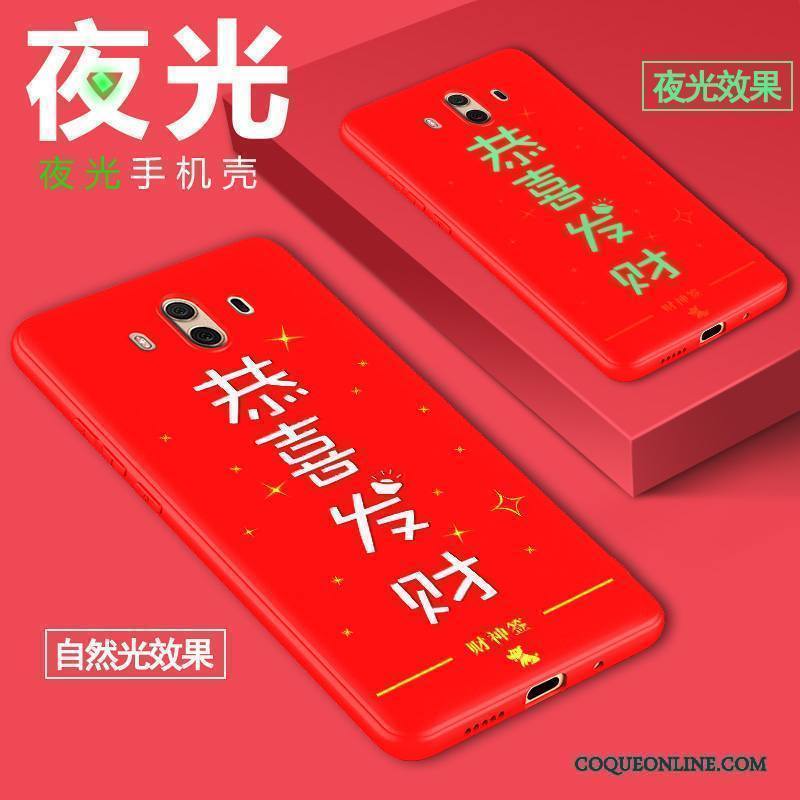 Huawei Mate 10 Coque De Téléphone Silicone Lumineuses Incassable Rouge Étui Tout Compris