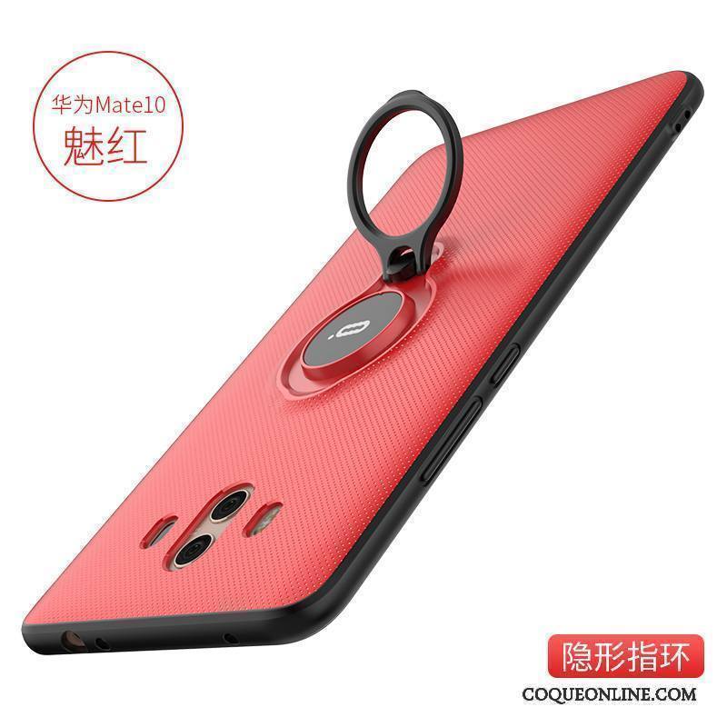 Huawei Mate 10 Coque De Téléphone Étui Anneau Fluide Doux Protection Rouge Support