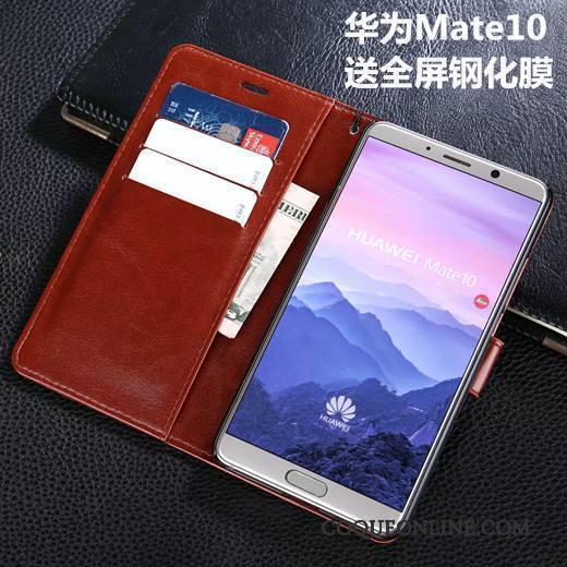 Huawei Mate 10 Coque De Téléphone Étui En Cuir Clamshell Protection Cuir Véritable Incassable