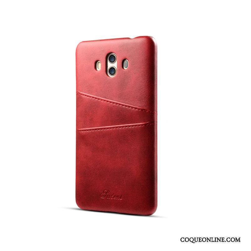 Huawei Mate 10 Coque De Téléphone Étui Étui En Cuir Tendance Carte Rouge Incassable