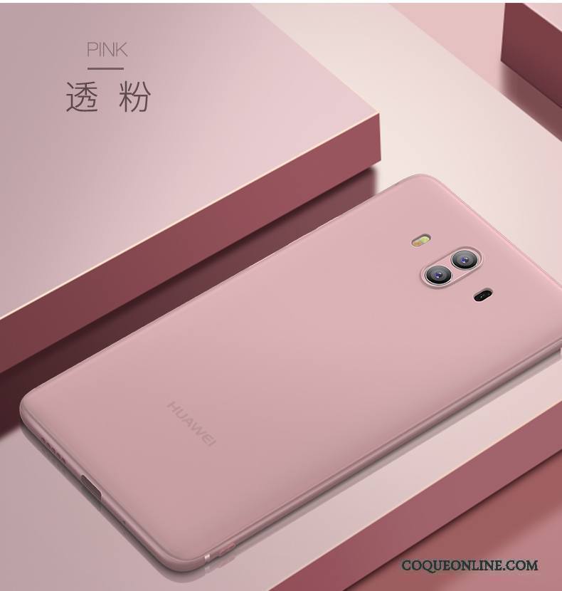 Huawei Mate 10 Coque Incassable Délavé En Daim Tout Compris Fluide Doux Rose Étui Très Mince
