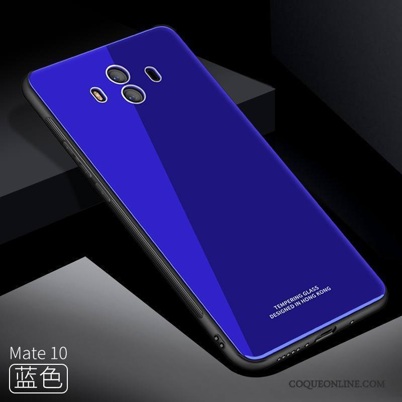 Huawei Mate 10 Coque Protection Incassable Verre Tout Compris Peinture Bleu Étui