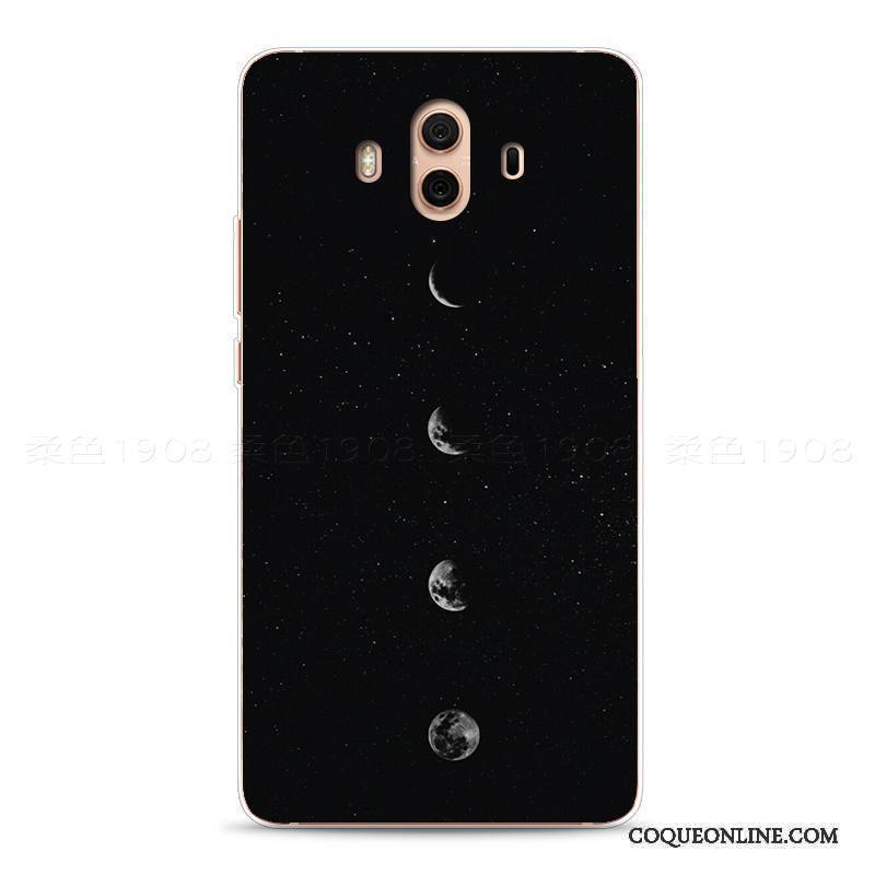 Huawei Mate 10 Coque Vent Fluide Doux Mois Personnalité Gaufrage Noir Art