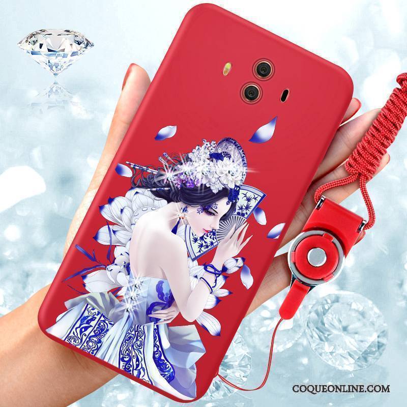 Huawei Mate 10 Créatif Coque De Téléphone Rouge Incassable Strass Silicone Tout Compris