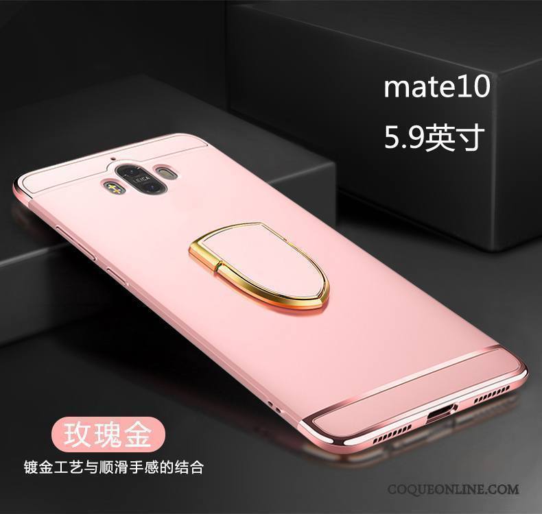 Huawei Mate 10 Délavé En Daim Coque Incassable Anneau À Bord Rose De Téléphone