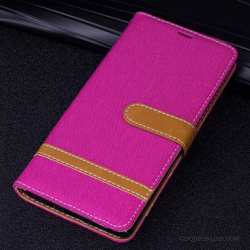 Huawei Mate 10 En Denim Protection Rouge Coque De Téléphone Étui En Cuir Housse